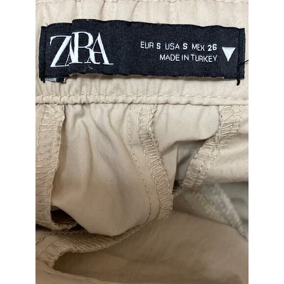 Zara Beige High Waist Baggy Wide Leg Windbreaker Parachute Trousers Pants Size S - Picture 4 of 5